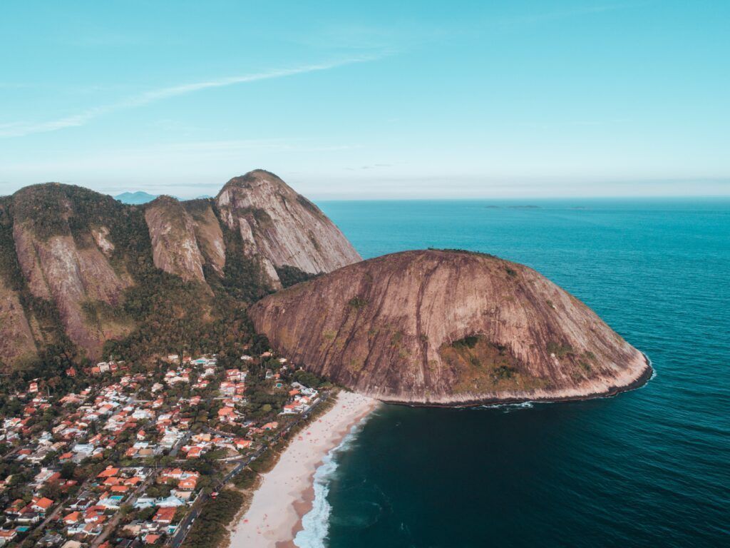 Aerial shot of Trail Morro das Andorinhas in Niterói, Brazil