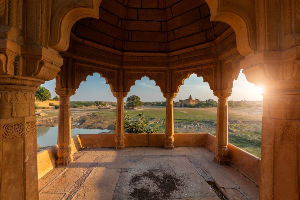 Pavillion at Amar Sagar lake, Jaisalmer, Rajasthan, India