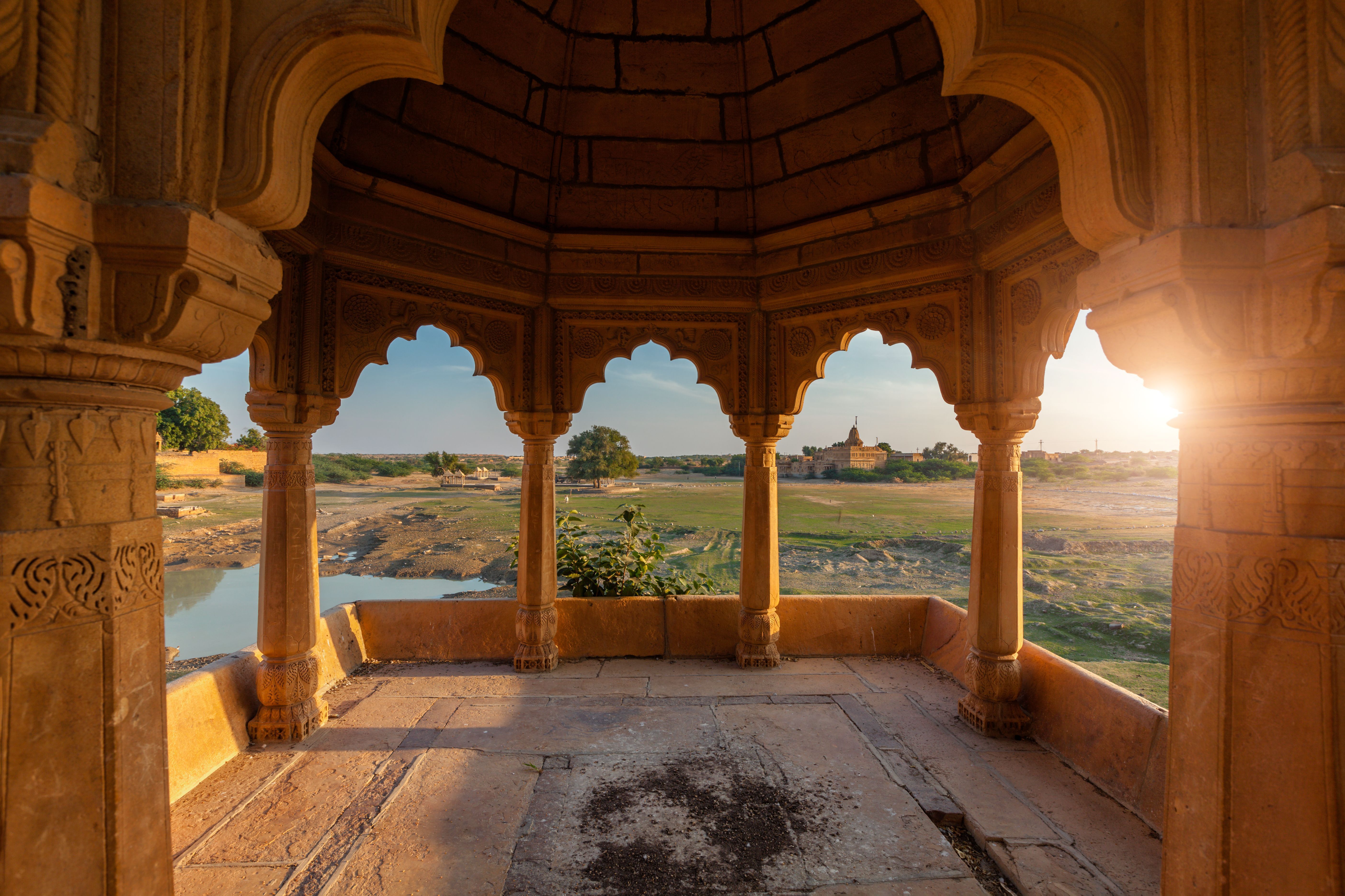 Pavillion at Amar Sagar lake, Jaisalmer, Rajasthan, India