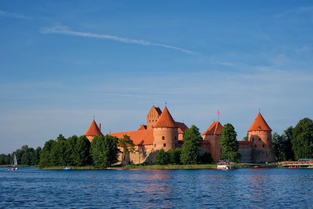 Trakai Island Castle in lake Galve, Lithuania