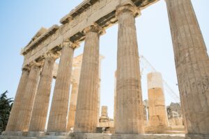 Parthenon temple,Acropolis of Athens, Greece. Acropolis of Athens on hill with Parthenon